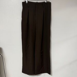 Classic Wide-Leg Women's Trousers in Dark Brown